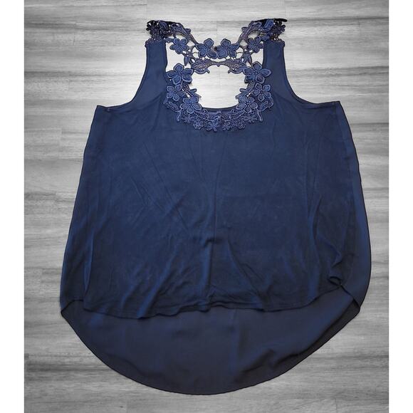 EXPRESS Black Lace Racerback Tank Top Medium GUC Feminine Elegant - Picture 2 of 7